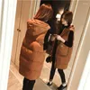 Kvinnors västar huva väst kvinnor mellan längd kappa vinter koreansk student mode casual all-match bomullsjacka fett mm cardigan a914