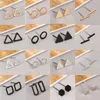 Stud Earrings 2023 Simple And Detailed Square Bar Circular Hollow Geometric Triangle Cube Studs