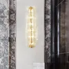 Vägglampa lyxiga kristalllampor koppar post modernt vardagsrum bakgrund sconce lampor sovrum sängen villa halljus