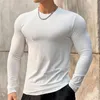 Men's T Shirts Shirt Solid Colors Long Sleeve Slim T-shirt Young Men Pure Color Tee 3XL Size O Neck Casual