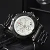 Breitling Endurance Pro Cronógrafo Cuarzo Esfera negra Multifuncional Moda Negocios Deportes Calendario Correa de acero inoxidable Reloj para hombres b001