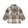 Jassen Peuter Button Shirt Jacket Casual geruite print lange mouw vest jas voor baby baby lente herfst uitloper