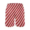 Mäns shorts Red Line Board Christmas Candy Cane Stripes Retro Beach Short Pants Men Design Surfing Bekväma stammar Giftidé