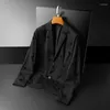 Costumes pour hommes Minglu Swallow imprimé Blazer de luxe printemps automne couleur unie simple boutonnage affaires décontracté homme vestes grande taille 5XL