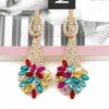 Dangle Earrings Arrivals Boho Crystal For Women Plant Pendant Colorful Statement Large Rhinestone Earings Party Jewelry