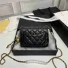 Moda altın top cc çanta 17cm kadınlar flap crossbody çanta elmas ekose deri zincir çantası lüks tasarımcı çanta