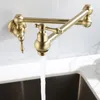 Kitchen Faucets Brushed Gold/Black/Chrome Foldable Wall-mounted Faucet With Adjustable Swivel Single Cold Folding Sink