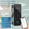 Door Locks Electronic Digital Lock Fingerprint Glass Door Lock Bluetooth HAHA-Lock App Passcode IC Card Keyless Smart Phone Attendance Lock HKD230902