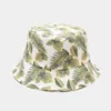 BERETS 2023 Four Seasons Cotton Leaves Print Bucket Hat Fisherman Outdoor Travel Sun Cap Hats for Men and Women 345