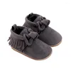 Botas 0-18m bebê meninas sola macia borla arco antiderrapante primeiro walker sapatos de criança para outono inverno berço infantil