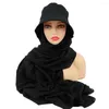 Vêtements ethniques 2023 Femmes musulmanes Hijab en mousseline de soie avec chapeau de seau Casquette de sport d'été Prêt à porter Hijabs instantanés Islam Foulard