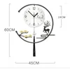 Настенные часы, круглые часы в стиле шинуазри, гостиная, современный простой домашний светильник, роскошное украшение интерьера