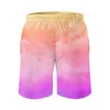 Shorts masculinos pôr do sol nuvem placa brilhante tie dye vintage calças curtas masculino impresso correndo secagem rápida praia troncos presente de aniversário