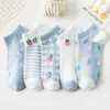 Women Socks 5 Pairs Slippers Cartoon Fruit Print Cute Summer Pattern Fashion Comfortable Sock Knitted Ankle Slipper Home