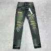 Designer Mens Jeans Purple Denim Pant Estruerad Ripped Biker Jean Slim Fit Motorcykel Män Klädstorlek 30-40 WTC