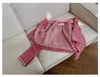 2023 Autunno rosa tinta unita giacca di tweed con perline manica lunga bavero collo doppie tasche giacche monopetto cappotto corto outwear J3G301467