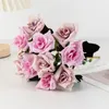 Decorative Flowers 10 Heads Artificial Flower Silk Rose Green Leaves Peony Bouquet Fake For Wedding Table Party Vase Home Decor