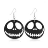 Dangle Brincos Acrílico Preto Aranha Esqueleto Morcego Fantasma Grande Coração Círculo Horrível Assustador Halloween Para Mulheres Jóias