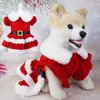 Vêtements de chien Robe pour chiens Vêtements Chat Vêtements pour animaux de compagnie Noël Petit Cosplay Père Noël Hiver Chaud Épaissir Rouge Yorkshire Accessoires