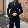 Ternos masculinos 2023 primavera outono duplo breasted blazer casacos masculino negócios casual casacos fino ajuste terno social jaquetas i392