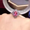 Cluster-Ringe Schillernder Silber-Rosa-Topas-Ring 5 mm 7 mm 0,7 ct Naturschmuck 925 Edelstein für Party