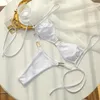 Women's Swimwear Custom DIY Biquini Est Sexy Inspired Designer Bikini Square Gold Ring Design White Bathing Suits Girls Summer