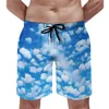 Herr shorts sommarkort molnmaskin som kör surf blå himmel tryck design korta byxor avslappnad snabb torr strandstammar stor storlek