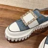 Top quality Canvas Rhinestone buckle Platform loafers Fashion Classic Dress Designer Shoes Factory Shoes 3.5cm