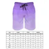 Shorts masculinos placa poligonal gradiente roxo vintage praia homem gráfico surf troncos de secagem rápida ideia de presente