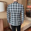 Mäns kostymer 2023 NWE varumärkekläder Högkvalitativ smal passande Plaid Business Blazers/Manlig fritid Fashion Cotton Linen Suit Jackor S-4XL