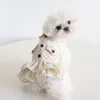 Dog Apparel Dot Lace Grid Layer Spray Wedding Dress Pet Clothes Shirt Cat Vest Puppy Floral Clothing For Dogs Teddy
