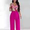 Pantalon deux pièces pour femmes, ensemble à la mode, vêtements décontractés, tenue imprimée tropicale, haut court froncé, taille haute