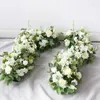 Dekorative Blumen, 2 Stück, 50 cm, kreative Luxus-Kunstblumen-Reihenläufer, Tischdekoration für Hochzeit, Hintergrund, Party, weiße grüne Blattwand