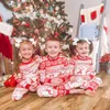 Familjmatchande kläder Xmas Family Look Mother Father Kids Matching Outfits Baby Romper Cartoon Print Soft Casual Christmas Pyjamas Set Sleepwear 230901