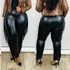 Leggings femininas tassel plus size calças mulheres cintura alta pacote de couro hip lápis sexy tornozelo comprimento pu outono primavera moda 2023