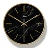 Orologi da parete Orologio da soggiorno Orologio da casa al quarzo Elegante decorazione classica Aghi Oro rotondo Nero Moderno Silenzioso Saat Decor