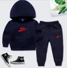 2024 New Clothing Sets Children's Hooded Sweater Boy's and Girls' Pure Cotton Two Piece Baby Spring and Autumn Sports Set Letter Print Pattern