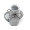 Första vandrare födda Baby Boy Girl Shoes Soft Rubber Bottom Solid Leather Oxford Dress Toddler Moccasins Crib Spädbarn