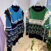 Swetry damskie 2023 SWEATER Autumn and Winter Retro Drewniane uszy Dopasowanie drukowania luźnego dzianiny damki mody mody girlanda