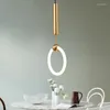 Pendant Lamps Modern Dining Room Light Gold Ring Bedroom Lamp Home Indoor Lighting Fixtures Aluminum Iron Plating Process