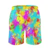 Pantalones cortos para hombre con estampado de pincel colorido, pintura abstracta para gimnasio, playa informal, gráfico para correr, surf, bañador de secado rápido, regalo