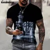 Men's T Shirts Summer Personality Chess Black And White HD 3D Printing Round Neck Men T-shirt Casual Comfortable Short Sleeve Top Clothing