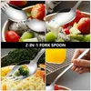 Set di stoviglie 4 pezzi Mini forchette Cucchiaio da insalata in acciaio inossidabile Cucchiai da cena semplici da dessert Posate per frutta in metallo Utensili da portata Plettri