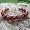 Link bransoletki naturalny żwirowy kamień ręcznie robiony nieregularna bransoletka z koralikami dla kobiet dziewczyny kolorowe vintage regulowane prezenty biżuterii