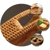 Plates Natural Wicker Bread Basket Hand Woven Fruit Storage Round Rattan Shallow Home Desktop Container 35X6CM