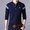 Heren Polo's Mode Mannen Lange Mouw Basic Polo Shirts Lente Herfst Gestreepte Slanke Tees Koreaanse Mannelijke Kleding Business Casual tops 230901