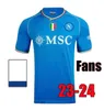 23 24 Napoli Polo Soccer Jerseys 2023 2024 Målvakt Maglia Kvaratskhelia Minjae Maillot Neapels män Träningsskjorta Zielinski H.Lozano Osimhen Football Shirts