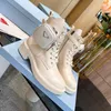 Zimowe buty designerskie platforma damska Monolit moda prawdziwa skórzana woreczka Trójkąt Martin Botki kostki grube podeszwa bottes buty rozmiar 41