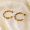 Ohrstecker 316L Edelstahl Mode Spirale Twist Glänzend Für Frauen Mädchen Gold Farbe Punk Hoop Ohrring Partei Schmuck Großhandel