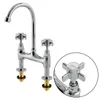 Kitchen Faucets French All Copper Bridge Type Double Hole Open Dish Basin Cold And Rotatable Gold Faucet